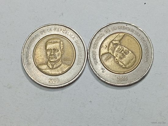 Доминиканская республика 10 песо 2005 года и 10 песо 2005 года Брак !