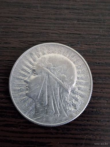 5 злотых,  1933 год,  Голова Полонии, Вторая Республика Польша, Серебро. 750 пр.