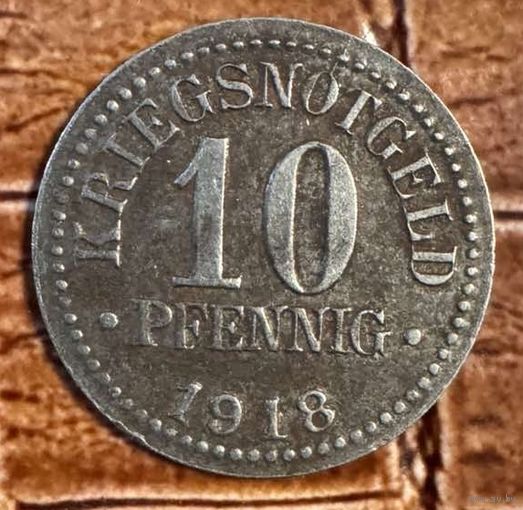 Монета 10 пфеннигов 1918 год. Брауншвейг. Веймарская республика