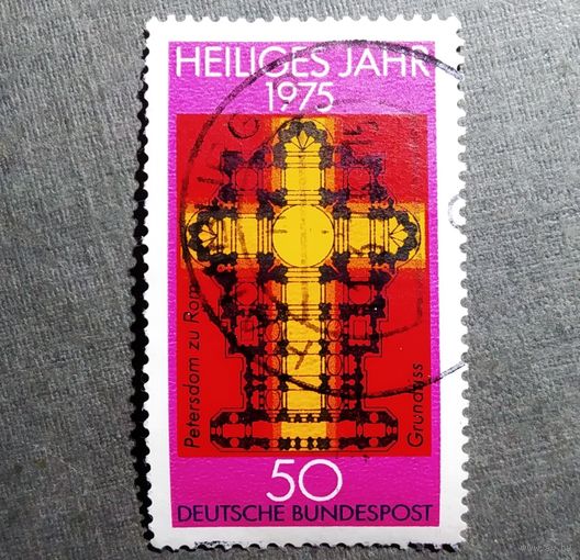 Марки Германия 1975 г. Собор Святого Петра в Риме План этажа