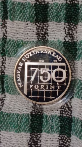 Венгрия 750 форинтов 1997 футбол 98 серебро