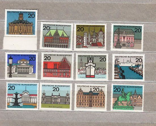 ФРГ. ГЕРМАНИЯ. ЗДАНИЯ. Архитектура городов 1964 г. Mi/416-427.