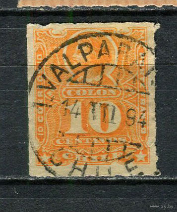 Чили - 1883/1899 - Колумб 10С - [Mi.35a] - 1 марка. Гашеная.  (Лот 92Fk)-T25P20
