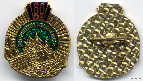 Памятный знак '60 год Асіповіцкі леспрамгас', 1990, Алюминий