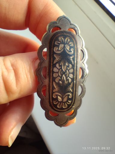 Брошь северная чернь серебро