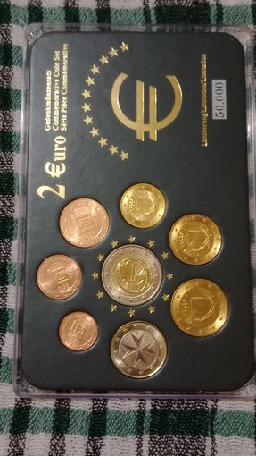 Мальта евро комплект 2008 с юбилейной 2 евро 2009 unc