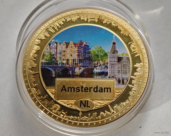 Амстердам настольная медаль позолота