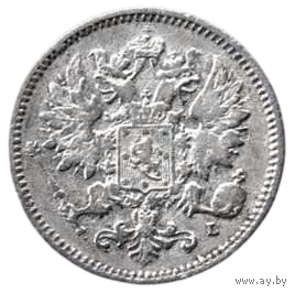 Великое Княжество Финляндское (Финляндия, Российская Империя). 25 пенни 1894 L. Серебро. Великий Князь Александр III.