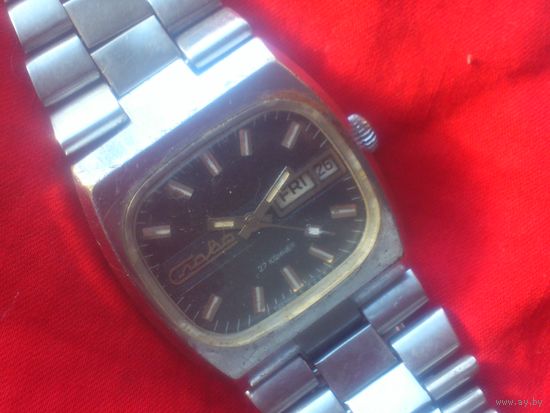 Часы СЛАВА ТАНК 2627 АВТОПОДЗАВОД с БРАСЛЕТОМ  из СССР 1970-х