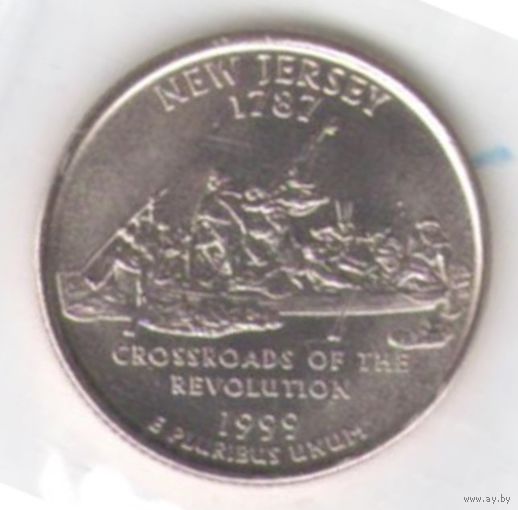 25 центов 1999 г. Нью-Джерси 1787 год серия Штаты и Территории Двор Р (заводская упаковка) _UNC