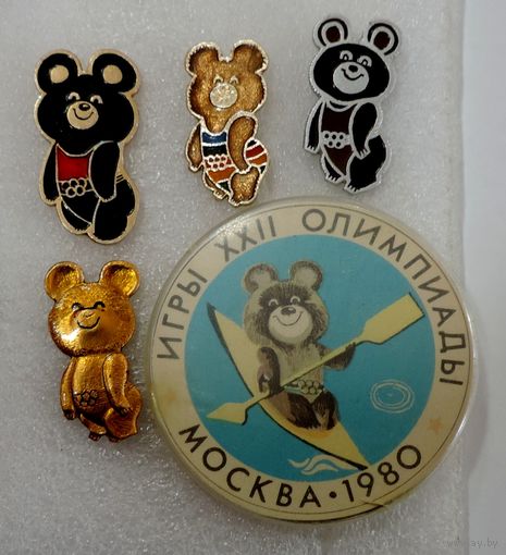 Значки "Мишки. Олимпиада 80" 5 шт.