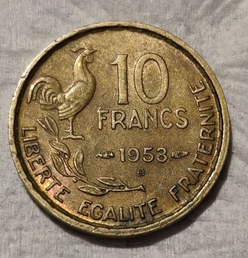 Франция 10 франков, 1953 Отметка монетного двора: "B" - Бомон-ле-Роже (14-10-19)
