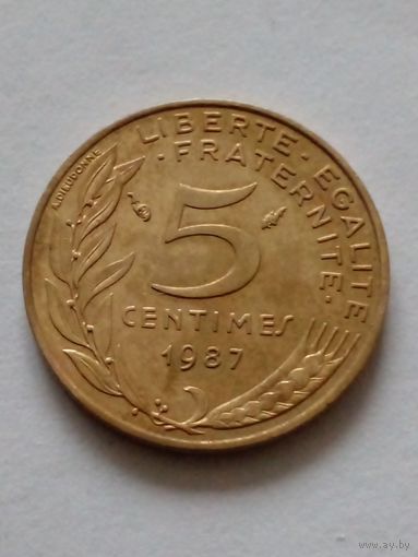 Франция.5 сантимов 1987 г.