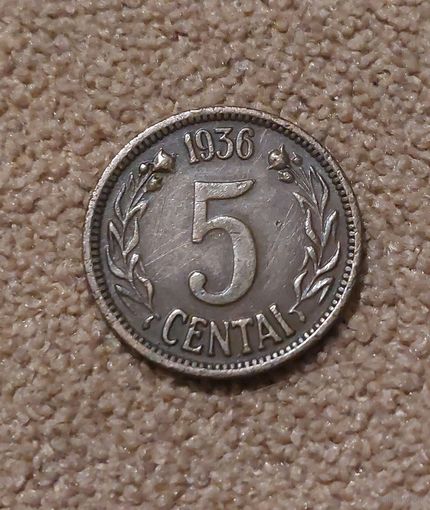 Литва 5 центов, 1936