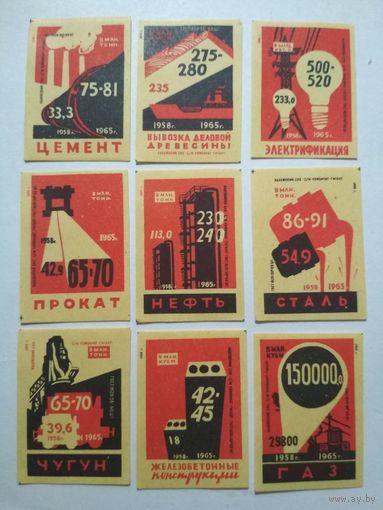 Спичечные этикетки ф.Гигант. Планы роста промышленности за семилетие. 1959 год