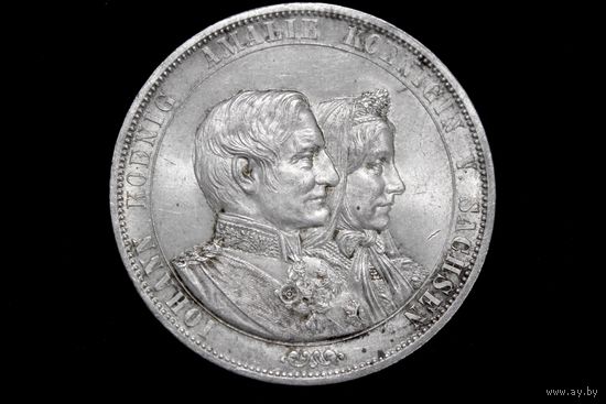 2 талера 1872 г. Саксония (Германия), Иоганн V. "Годовщина Золотой свадьбы". Штемпельный блеск, редкая!