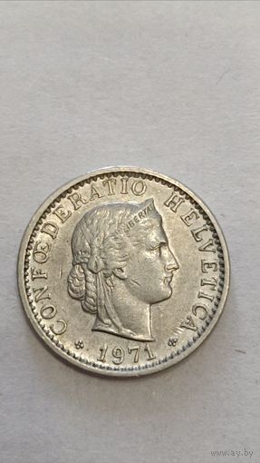Швейцария. 20 раппенов 1971 года