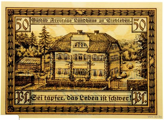 РАСПРОДАЖА!!! - ГЕРМАНИЯ ЗИБЛЕБЕН (ТЮРИНГИЯ) 50 пфеннигов 1921 год (первый сюжет)- UNC!