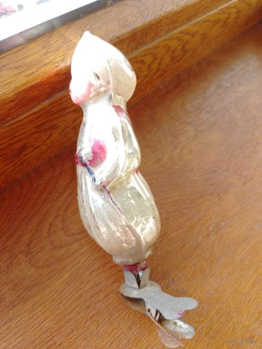 Елочная игрушка на прищепке Мальчик в чалме винтажная советская, стекло, СССР