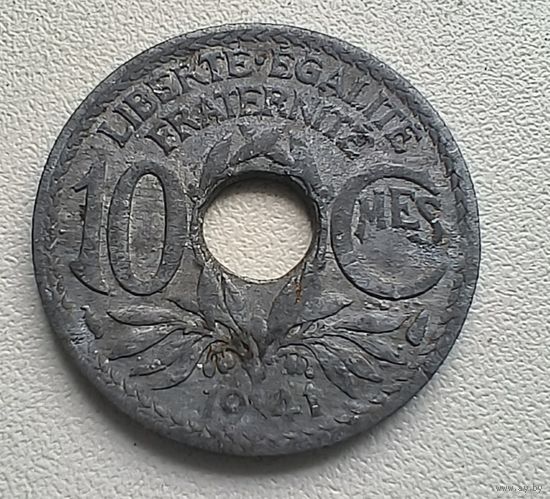 Франция 10 сантимов, 1941 БеЗ подчер.  1-2-34