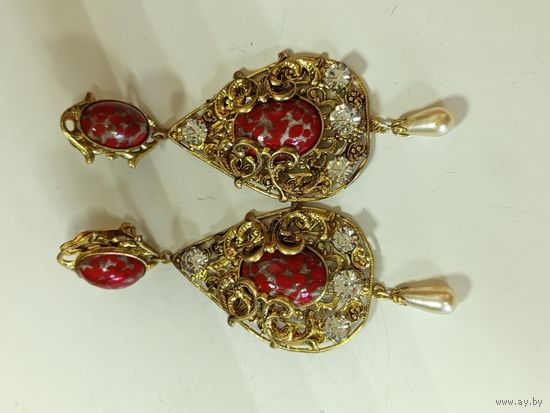 Клипсы Чехия,пекинское стекло