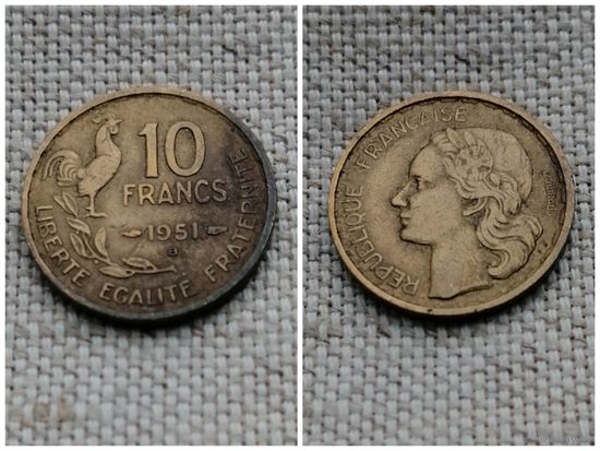 Франция 10 Франков 1951 В Гальский петушок