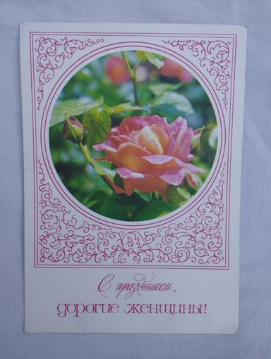 Открытка (почтовая карточка)ко дню 8 МАРТА "С праздником, дорогие женщины!", Министерство связи СССР, 1978, художник Г.Ренков