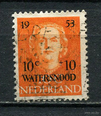 Нидерланды - 1953 - Королева Юлиана с надпечаткой WATERSNOOD 10C+10 на 10С. Наводнение - [Mi. 606] - полная серия - 1 марка. Гашеная.  (Лот 54Fz)-T25P39