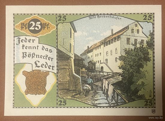 Нотгельд 25 пфеннигов 1921 год. Пёснек. Веймарская республика