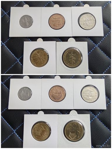 Распродажа !!! Руанда 5 монет (1, 5, 10, 20, 50 франков) 1977-1987 гг. UNC