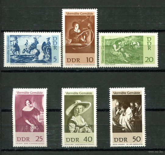 ГДР - 1967г. - Пропавшие картины - полная серия, MNH, 1 марка с отпечатком на клее [Mi 1286-1291] - 6 марок
