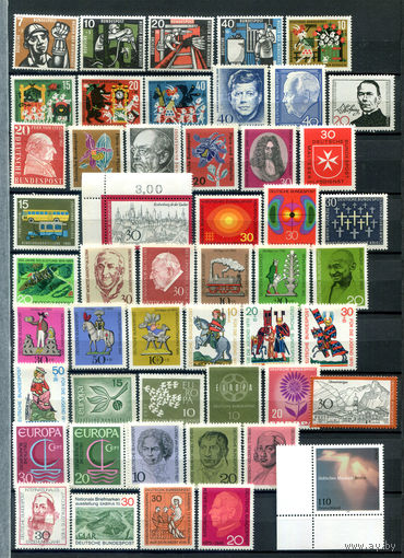 ФРГ - есть полные серии - 50 марок - MNH, некоторые марки с дефектом клея. Старт с 1 коп! Без МЦ! #O-W-46