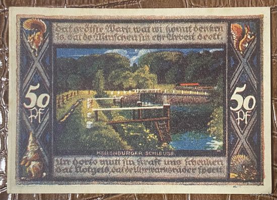 Нотгельд 50 пфеннигов 1921 год. Поппенбюттель. Веймарская республика