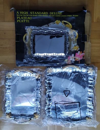 НАБОР СЕРВИРОВОЧНЫХ ПОДНОСОВ с позолотой - 3 шт