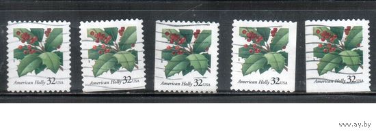 США-1997 (Мих.2902 ВА+BD+BE) , гаш., Стандарт, Флора, Ягоды(одиночка), 5 зубцовок(1)