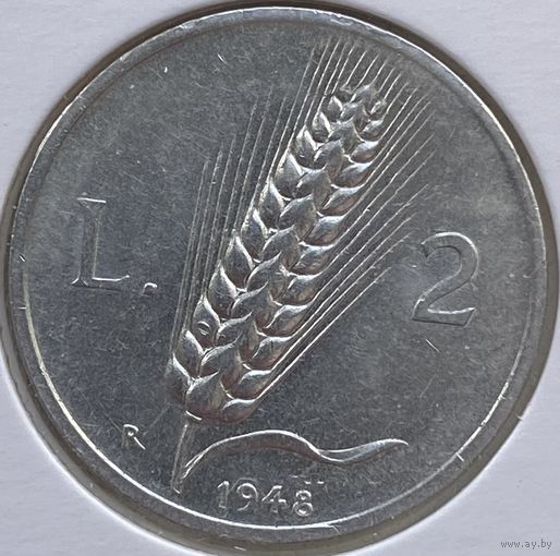 Италия 2 лиры 1948 г. В холдере
