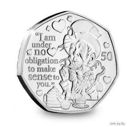Остров Мэн 50 пенсов, 2021 Приключения Алисы в Стране чудес - Шляпник UNC