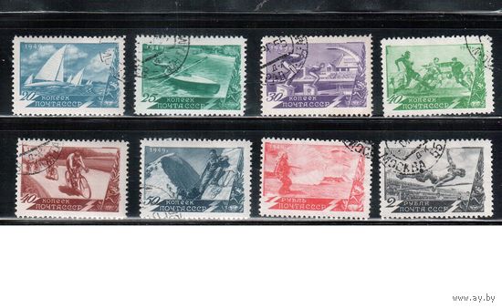 СССР-1949, (Заг.1318(1)-1325(1)) гаш., растр КВ, Спорт(полная серия)