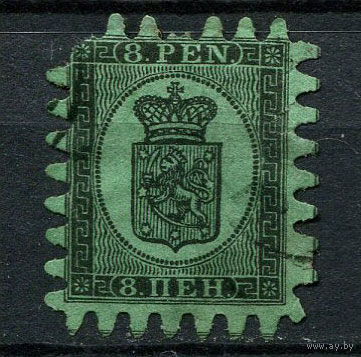 Великое княжество Финляндское (Российская Империя) - 1866/1874 - Герб с короной 8П - [Mi.6c] - 1 марка. Гашеная.  (Лот 39AA)