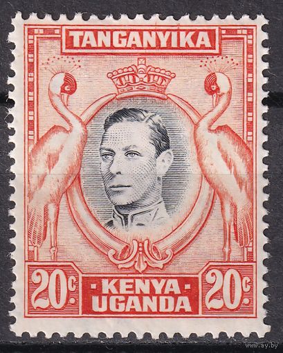 231.BrK. Великобритания. Колонии. Кения, Уганда и Танганьика. Местные мотивы. Георг VI. 1942 г. 20c. Mi.#60D.