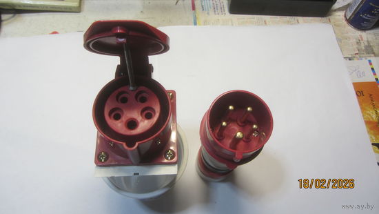 Силовой разьем (папа + мама,5 контактов,16А,380В)