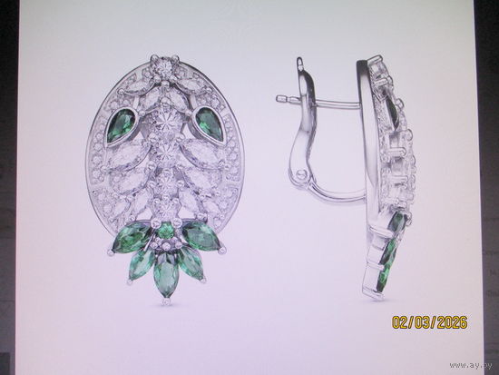 Яркие серьги Серебро