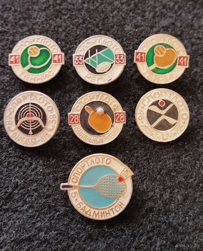 Спортлото. Регби. Теннис. Стрельба. Бадминтон. Регби. Сборный лот. Цена за один значок. (Е-4)