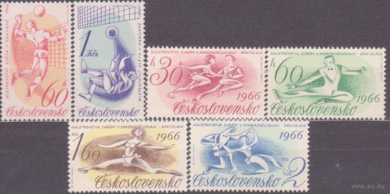 Чехословакия 1966 г. 1592-95 ** Спорт Чемпионат Европы по фигурному катанию и волейболу ** (Ф