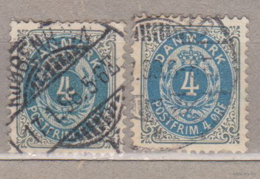 1902 год Дания Королевский герб  лот 7 РАЗНЫЕ ОТТЕНКИ  Внимание Цена за 1-у марку на Ваш выбор менее 15 % от каталога по курсу 3р