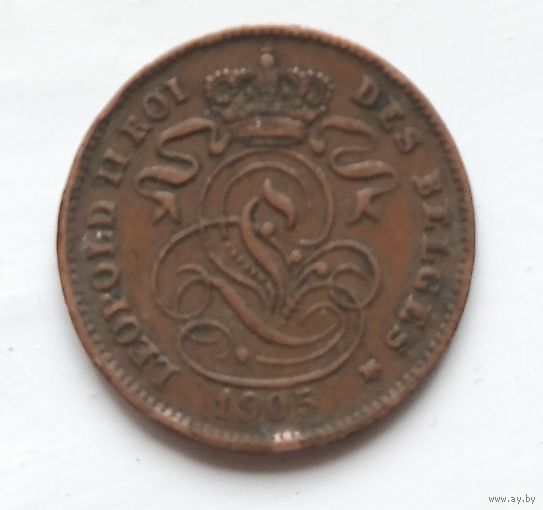 Бельгия 2 сантима, 1905 'DES BELGES' 4-4-2