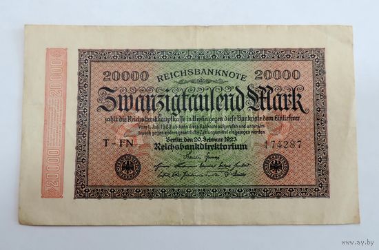 20000 марок 1923 г. Германия