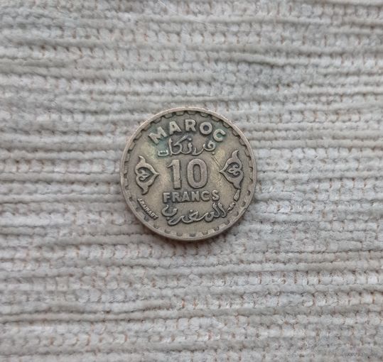 Werty71 Марокко французское 10 франков 1952