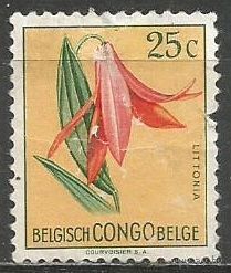 Бельгийское Конго. Цветы. Орхидея Лидения. 1952г. Mi#298.