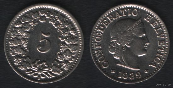 Швейцария km26 5 раппен 1939 год (B) km26b (4